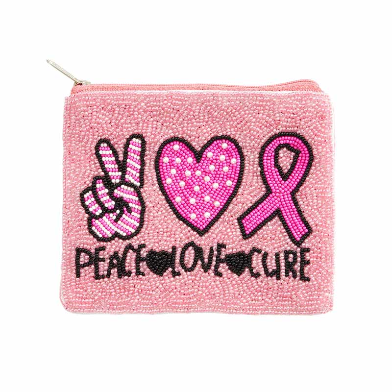 Pink Peace Love Cure Message Heart Pink Ribbon Mini Pouch Bag, whether you are out shopping, or going to the market, these colorful heart pink ribbon pouch bags are the perfect accessory. These are perfect gift accessories for especially Valentine's Day to your friends, family, and the persons you love and care about.