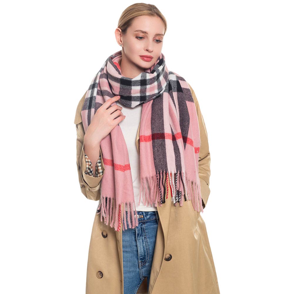 Tan Plaid Check Patterned Fringe Oblong Scarf, is delicate, warm, on-trend & fabulous, and a luxe addition to any cold-weather ensemble. Great for daily wear in the cold winter to protect you against the chill, the classic style scarf up the glamour with a plush. Perfect gift for birthdays, holidays, or any occasion.