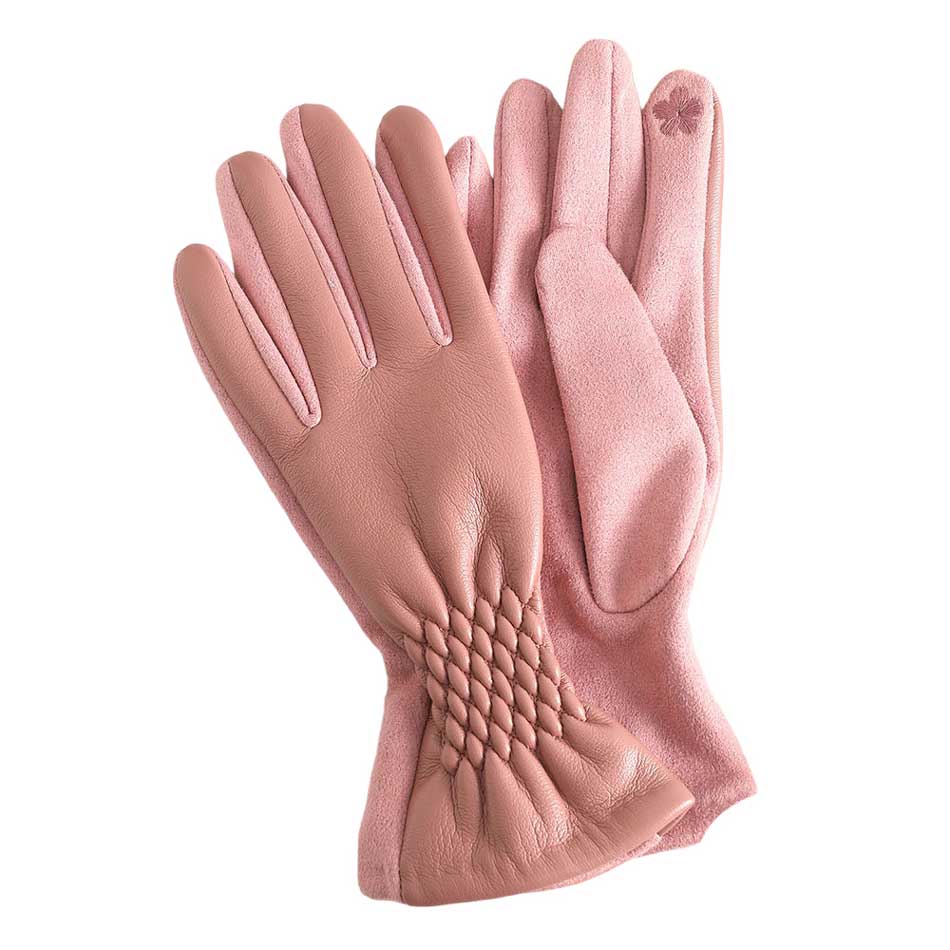 Pink Pleat Detailed Touch Smart Gloves, give your look so much eye-catchy with Gloves, a cozy feel. It's very fashionable, attractive, and cute looking that will save you from cold and chill on cold days. It will allow you to use your electronic devices and touchscreens while keeping your fingers covered, and swiping away! 
