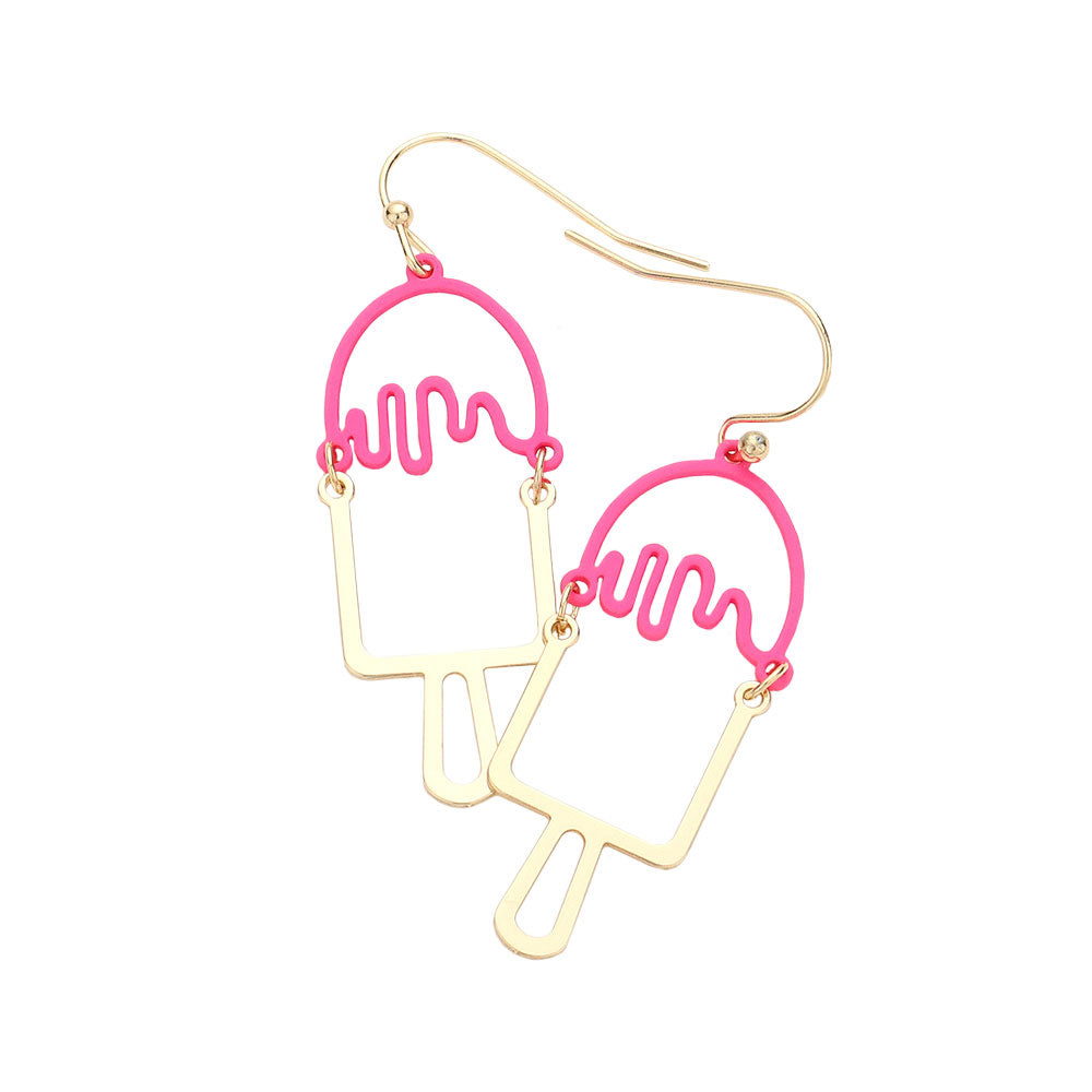 Pink Popsicle Dangle Earrings, popsicle dangle earrings are fun handcrafted jewelry that fits your lifestyle, adding a pop of pretty color. Enhance your attire with these vibrant artisanal earrings to show off your fun trendsetting style. Great gift idea for your Wife, Mom, or your Loving One.