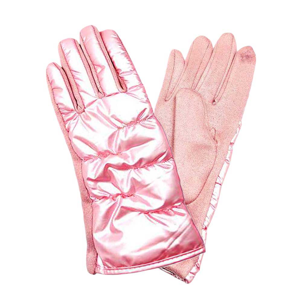 Pink-Puffer Smart Touch Gloves, Perfect combination of style and functionality. With their innovative design, you can easily use your touch screen devices without having to remove your gloves. Made with high-quality materials, these gloves are both durable and comfortable, making them an ideal choice for the colder months