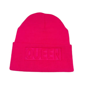 Pink Queen Message Solid Knit Beanie Hat, wear this beautiful beanie hat with any ensemble for the perfect finish before running out the door into the cool air. With a simple but stylish design, this beanie is the perfect accessory to complete any outfit. The perfect gift item for Birthdays, Christmas, Secret Santa, etc.