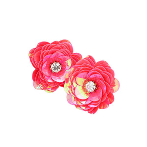 Pink Round Stone Centered Flower Earrings, these adorable flower earrings are bound to cause a smile. These beautifully unique designed earrings with beautiful colors are suitable as gifts for wives, girlfriends, lovers, friends, and mothers. An excellent choice for wearing at outings, parties, events, etc.