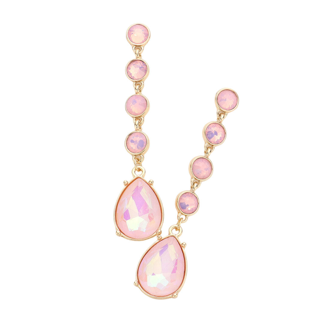 Pink Round Teardrop Stone Link Dangle Evening Earrings, get ready with these earrings to receive the best compliments on any special occasion. These classy teardrop stone evening earrings are perfect for parties, Weddings, and Evenings. Awesome gift for birthdays, anniversaries, Valentine’s Day, or any special occasion.