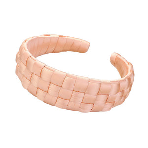 Pink Introducing our luxurious Satin Braided Headband made with high quality satin for a sleek and elegant look. Enhance your hairstyle with this versatile accessory that adds a touch of sophistication to any outfit. Perfect for any occasion, our headband provides both style and functionality. An ideal gift for loved one.