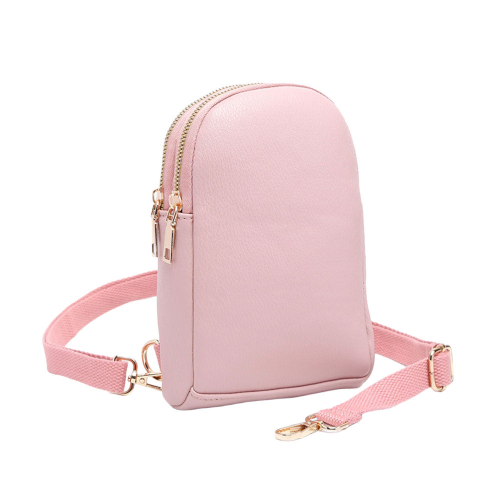 Pink Solid Artificial Leather Handbag