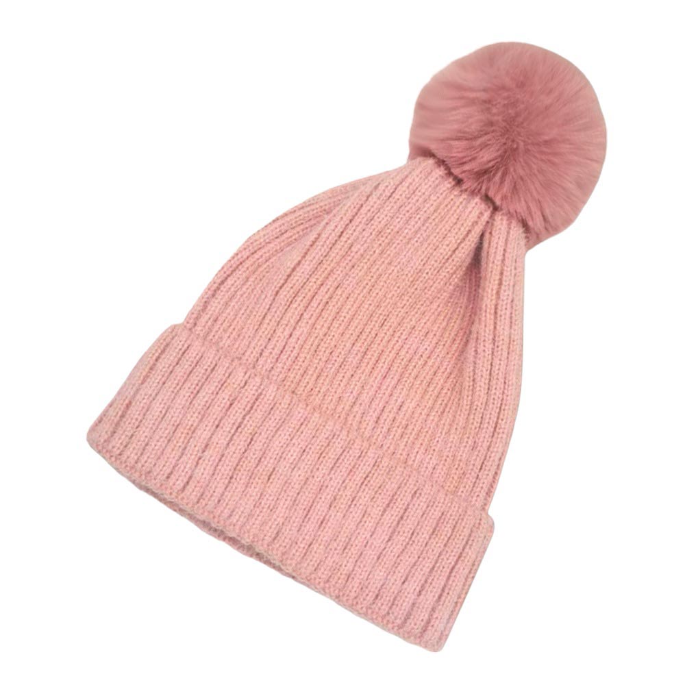 Pink Solid Knit Pom Pom Beanie Hat, stay warm during the chilly months with this cozy pom pom beanie hat. It is made with a soft, high-quality knit and features a pom-pom on the top. Keep your head warm and fashionable all winter long! The perfect gift item for friends and family members in winter.