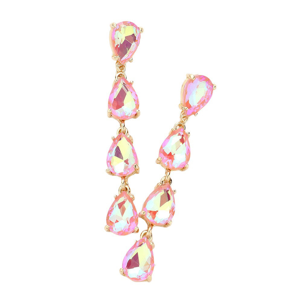 Pink Teardrop Stone Link Dangle Evening Earrings, add a subtle hint of sophistication to your special occasion look. Crafted from stones in a variety of colors, these earrings feature a delicate teardrop stone design that will sparkle and shine under the evening light. Perfect gift for your loved ones on any meaningful day.