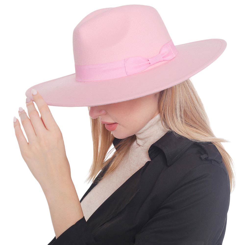 Pink Trendy Bow Band Pointed Solid Panama Hat, a beautiful & comfortable Panama hat is suitable for summer wear to amp up your beauty & make you more comfortable everywhere. Perfect for keeping the sun off your face, neck, and shoulders. It's an excellent gift item for your friends & family or loved ones this summer.