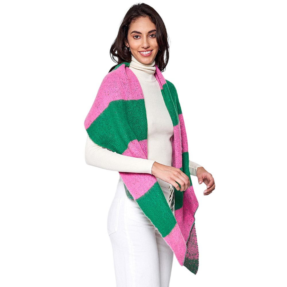 Pink & Green Color Block Scarf, is the perfect way to make a fashion statement. Crafted from premium quality fabrics, the scarf features a combination of bold colors that will make any outfit look chic and stylish. An excellent gift for your friends, family members, and acquaintances this winter.