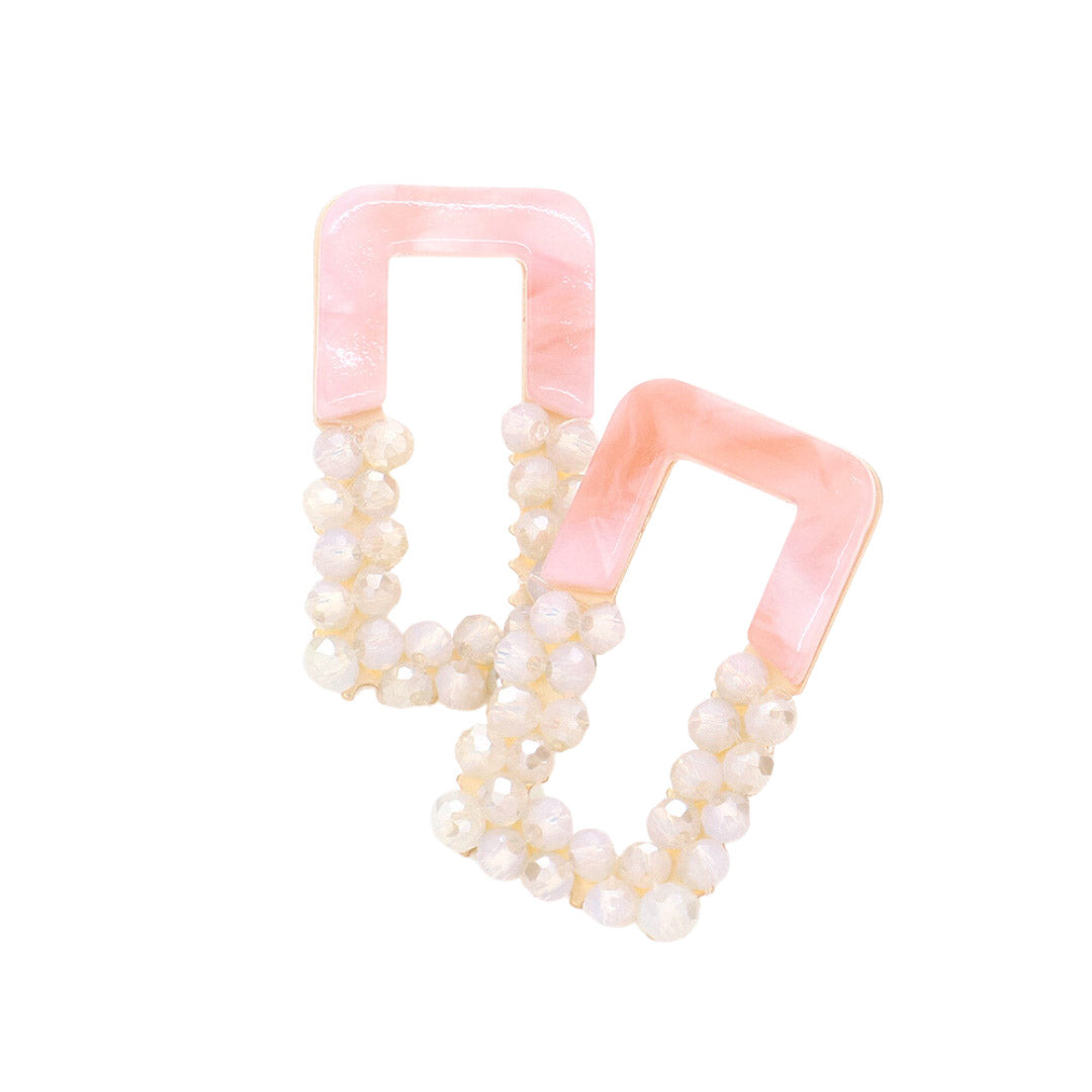 Be the envy of your friends with these unique "rectangle earrings" that make the perfect jazzy accessory for any outfit. Crafted from celluloid acetate and faceted beading, they make a statement without saying a word! Perfect Birthday Gift, Anniversary Gift, Christmas Gift, Regalo Navidad, Regalo Cumpleanos