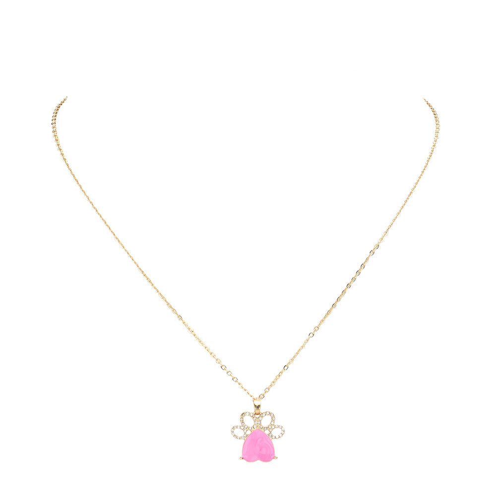 Pink, Show your love for animals with this stylish Glittered Heart Pointed Paw Pendant Necklace. Crafted from quality materials, the pendant features a glittered heart and pointed paw, for an eye-catching look. Wear it solo or as part of a layered look for a stunning statement. Ideal gift item for the animal lovers.