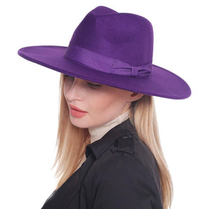 Purple Bow Band Pointed Solid Panama Hat, a beautiful & comfortable Panama hat is suitable for summer wear to amp up your beauty & make you more comfortable everywhere. Perfect for keeping the sun off your face, neck, and shoulders. It's an excellent gift item for your friends & family or loved ones this summer.