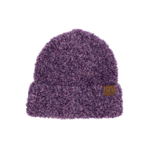 Purple C.C. Mixed Color Boucle Cuff Beanie, stay warm and fashionable in this cozy, stylish soft boucle cuff beanie. It's soft and warm and made from yarn for superior comfort. The soft boucle accent adds a delightful touch of fun to any outfit. Awesome winter gift accessory for birthdays, Christmas, anniversaries, etc.