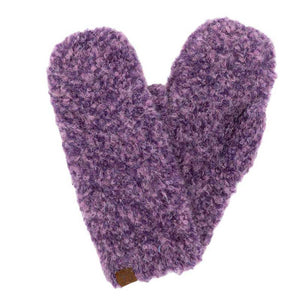 Purple C.C Mixed Color Boucle Mittens. Stay warm in style with these mittens. These gloves are designed with a luxuriously soft boucle yarn and feature a classic ribbed cuff. They come in three stylish colors and offer a great fit with superior breathability and warmth.
