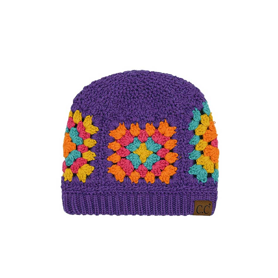 Purple C.C Multi Color Crochet Beanie, is the perfect accessory, featuring a unique multi-color design, lightweight construction, and an adjustable fit. The soft crochet accent adds a delightful touch of fun to any outfit. Awesome winter gift accessory for birthdays, Christmas, holidays, and anniversaries, to your friends.