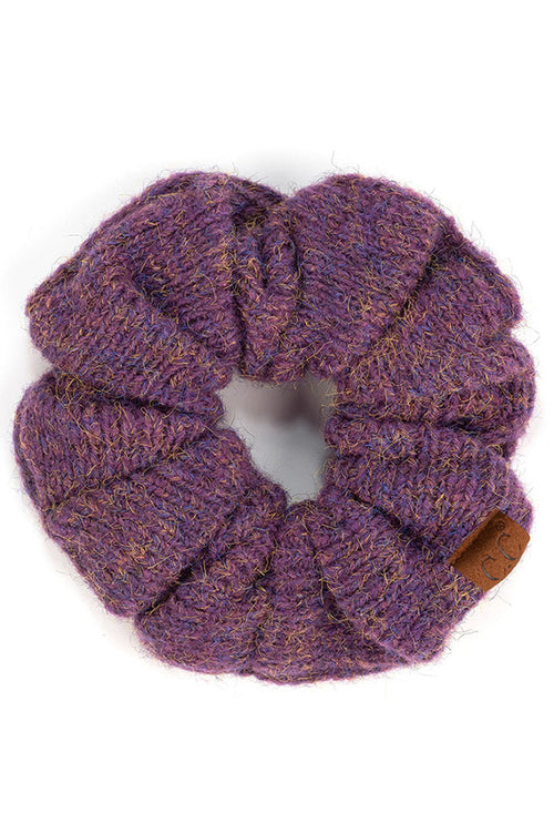 C.C Multi Yarn Knit Solid Color Soft Scrunchies - Purple