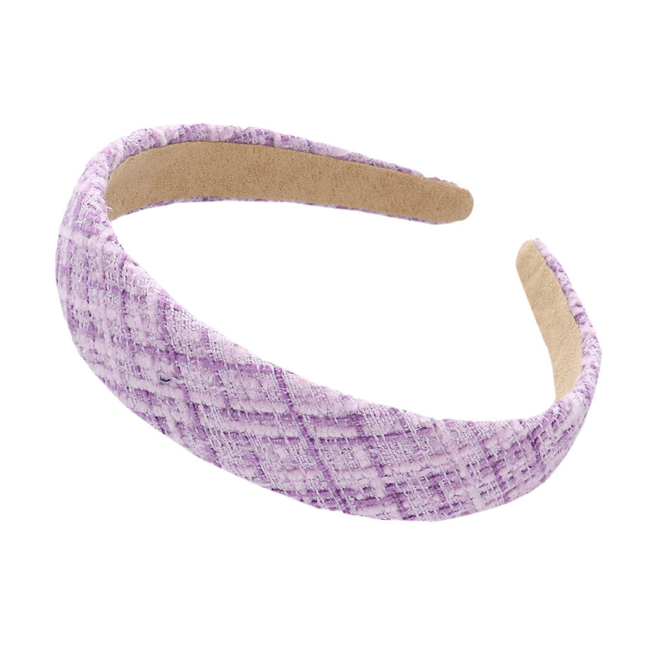 Purple Check Patterned Tweed Headband, create a natural & beautiful look while perfectly matching your color with the easy-to-use check patterned headband. Push your hair back and spice up any plain outfit with this headband!