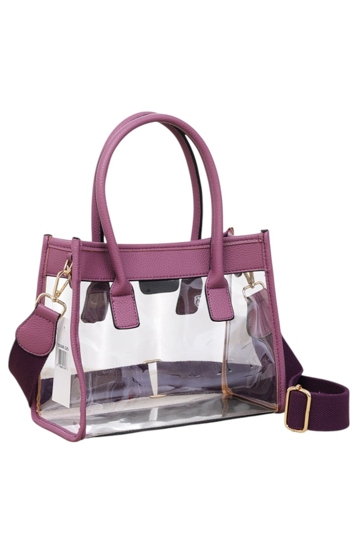 Color Trim Clear Hand Bag combines modern transparency with vibrant accents, offering a stylish yet practical accessory. Its clear design allows easy visibility of contents, while the colorful trim adds a fashionable touch. Lightweight and spacious, it’s ideal for daily use or events requiring quick access to essentials without sacrificing style. Durable materials ensure long-lasting wear, making it a smart choice for those who value both function and trend. 