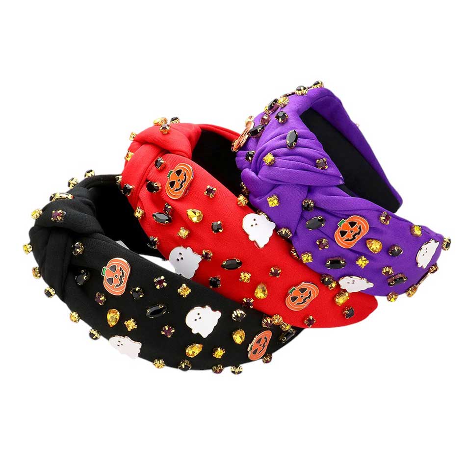 Purple-Enamel Halloween Charm Stone Cluster Embellished Knot Headband is a must-have for any Halloween costume or festive event. Featuring enamel charms, stone clusters, and an embellished knot design, this headband adds a touch of spooky elegance to any outfit. Perfect for Halloween lovers and fashion enthusiasts alike. 