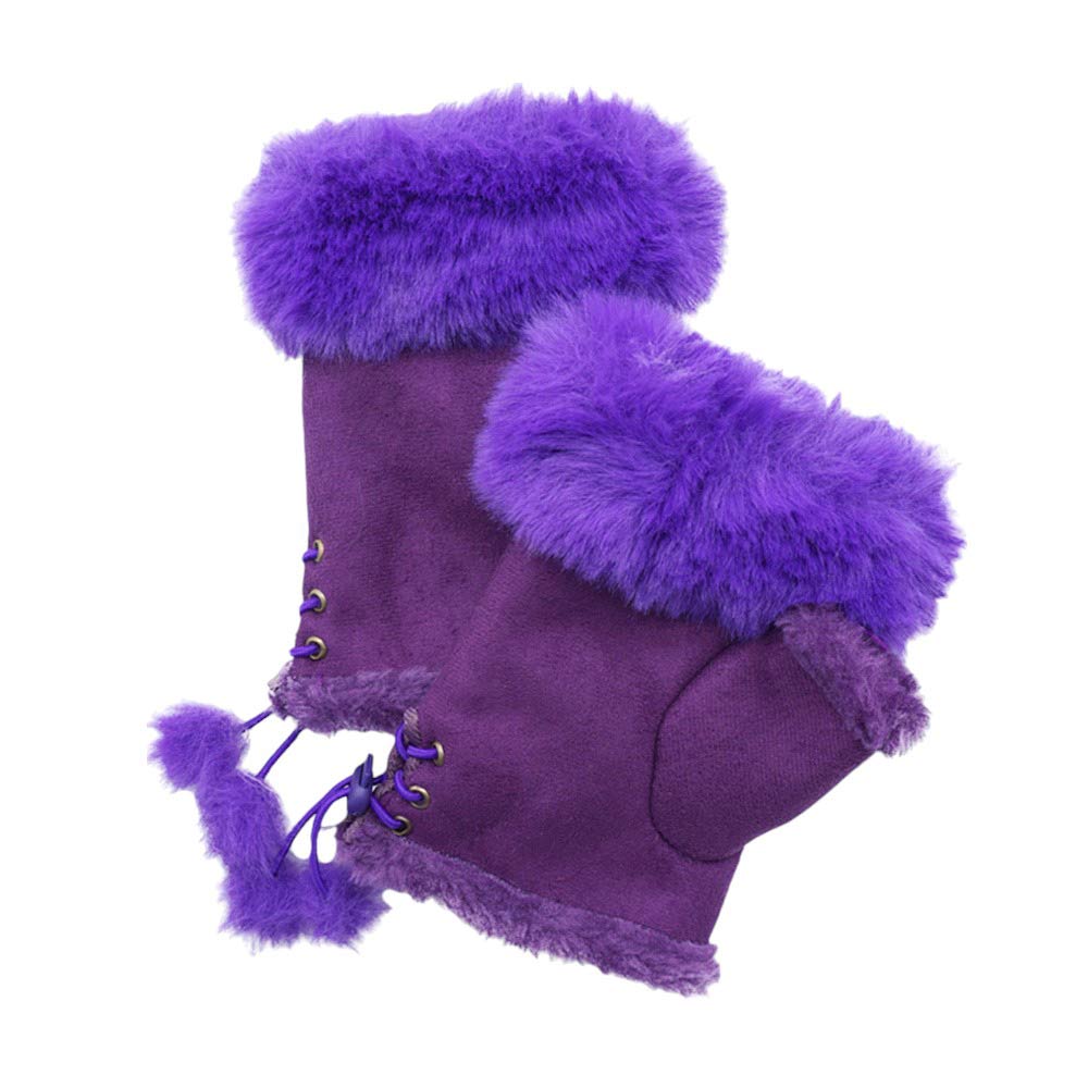 Purple Faux Fur Trim Fingerless Gloves, Stay warm and stylish with our stylish winter gloves. These gloves provide the perfect balance of fashion and function, allowing you to keep your hands warm while still being able to use your fingers. The faux fur trim adds a touch of luxury, a must-have accessory for any winter outfit.