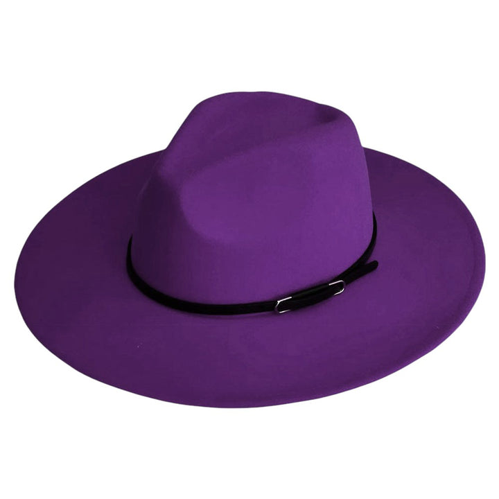 Faux Leather Band Solid Panama Hat – Madeline Love display picture 2
