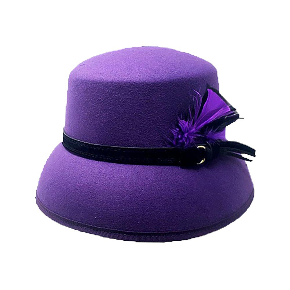 Purple Feather Pointed Felt Hat, is perfect for any occasion. Crafted from blended material, this hat features a stunning feather point design and a comfortable inner lining that will keep you warm and stylish. It ensures a secure fit making it a nice gift choice for those you care about. Look sharp in this classic hat.