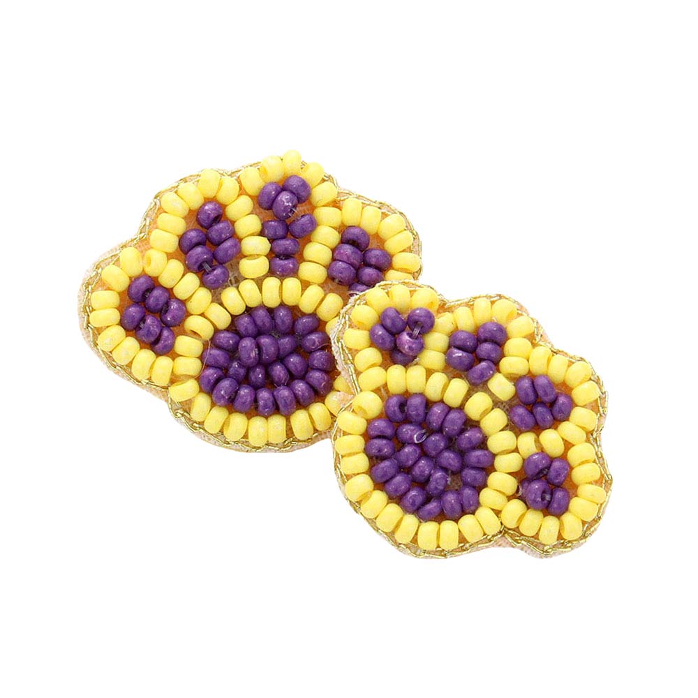 Purple Felt Back Seed Beaded Paw Stud Earrings, beautifully crafted design add a gorgeous glow to any outfit. Take your love for statement accessorizing to a new level of affection with these seed-beaded paw stud earrings!