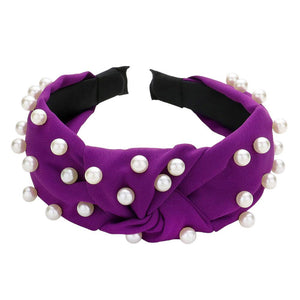 Purple Pearl Embellished Knot Burnout Headband, create a natural & beautiful look while perfectly matching your color with the easy-to-use this headband. Add a super neat and trendy knot to any boring style. Perfect for everyday wear, any occasion, outdoor festivals, and more. Awesome gift idea for your loved one or yourself.