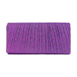 Purple, From day to night, this luxurious Pleated Shimmery Evening Clutch Crossbody Bag is the perfect companion. Boasting a pleated shimmery exterior, this clutch oozes sophistication and exclusivity. Slip it into your wardrobe, make a statement! Perfect Gift Birthday, Christmas, Anniversary, Wedding, Cumpleanos, Anniversario