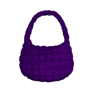 Purple Quilted Puffer Tote Shoulder Bag, Stay warm and stylish with this bag. Made of durable material, it is insulated to keep you cozy in the coldest conditions. The shoulder straps make it comfortable and convenient to carry, so you can bring everything you need with ease. Perfect for gifting on every occasion.