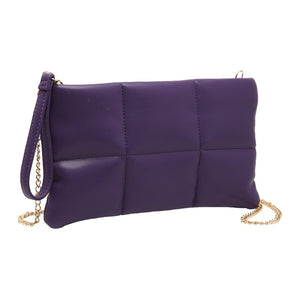 Purple Quilted Solid Faux Leather Crossbody Bag, Crafted with high-quality faux leather, this bag is both stylish and highly resistant to wear and tear. Its adjustable strap and sleek quilted pattern make it comfortable and fashionable. Wear it for any occasion. Nice gift item to family members and friends on any occasion.
