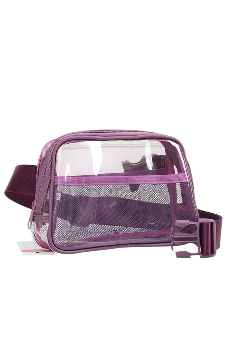 Solid Color Trim Clear Waist Crossbody Bag combines practicality with modern style. Its transparent design allows for easy visibility of contents, while the solid color trim adds a sleek, polished finish. Designed for hands-free convenience, it secures comfortably around the waist, making it ideal for travel, events, or daily use where quick access and security are essential. Durable materials ensure long-lasting wear without compromising on lightweight comfort.