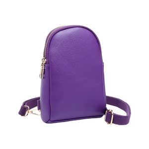Purple Solid Faux Leather Sling Bag, is the perfect combination of style and convenience. Crafted from durable faux leather, it can withstand daily wear and tear and its adjustable shoulder strap ensures a comfortable fit. Perfect Birthday Gift, Anniversary Gift, Mother's Day Gift, Graduation Gift, Valentine's Day Gift.