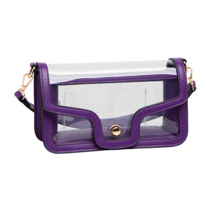 Purple Solid Faux Leather Transparent Rectangle Shoulder Bag, is sophisticated and stylish. Crafted with durable, high-quality faux leather, it features a transparent rectangular shape for a chic look. Carry it to your next dinner date or social event to add a touch of elegance. Perfect Gift for fashion enthusiasts.