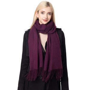 Purple Solid Oblong Scarf, delicate, warm, on-trend & fabulous, a luxe addition to any cold-weather ensemble. This scarf combines great fall style with comfort and warmth. It's a perfect weight and can be worn to complement your outfit or with your favorite fall jacket. Perfect gift for birthdays, holidays, or any occasion.