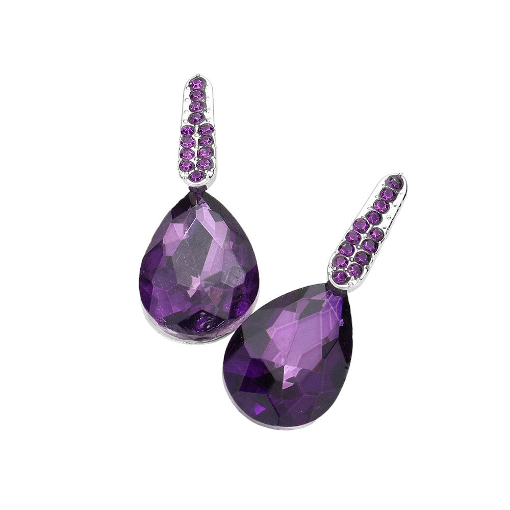 Purple Teardrop Stone Evening Earrings, Experience elegance and sophistication with our Evening Earrings. Made with expertly crafted teardrop stones, these earrings add a touch of glamour to any evening outfit. Perfect for special occasions or formal events, these earrings are a must-have for any fashion-forward individual.