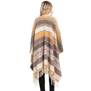 Purple Trendy Aztec Patterned Fringe Ruana Poncho, with the latest trend in ladies' outfit cover-up! the high-quality knit poncho is soft, comfortable, and warm but lightweight. It's perfect for your daily, casual, party, evening, vacation, and other special events outfits. A fantastic gift for your friends or family.