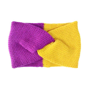 Purple Yellow Game Day Two Tone Knit Earmuff Headband, offers both style and warmth with its eye-catching two-tone design. The soft and warm knit fabric keeps your ears toasty. Perfect for outdoor activities, the adjustable band ensures a snug and comfortable fit. Perfect gift for friends & family members in the cold days.