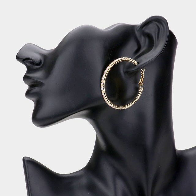 Madeline Love AB, Gold Rhinestone Hoop Earrings