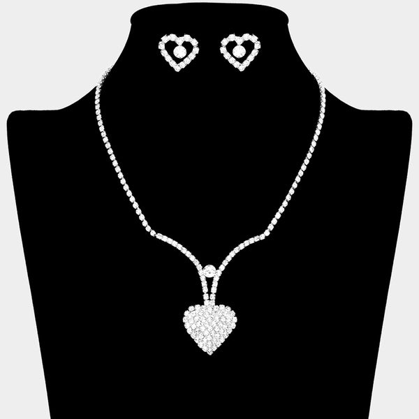 Rhinestone Paved Heart Necklace