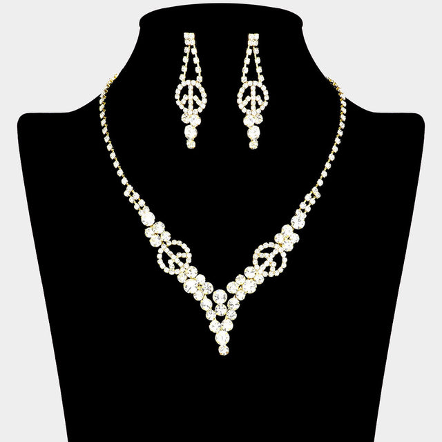 Madeline Love Gold Crystal rhinestone peace symbol necklace - Jewelry