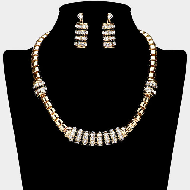 Madeline Love Clear, Gold Metal Rhinestone Necklace - Jewelry