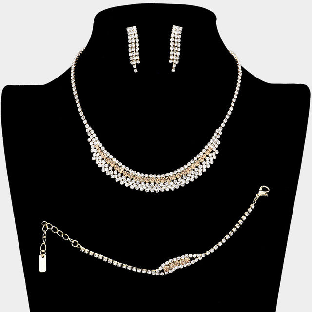 Madeline Love Lt Col Topaz 3PCS - Rhinestone Pave Necklace Set - Jewelry