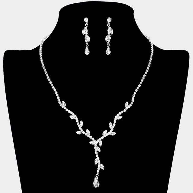 Madeline Love Silver Sprout Detailed Rhinestone Necklace - Jewelry