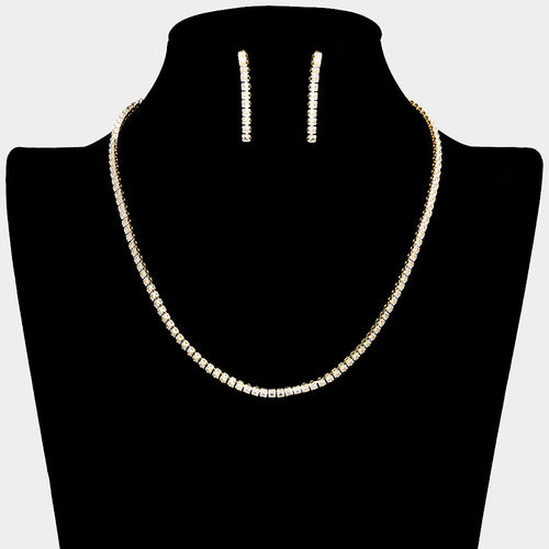 Rhinestone Cluster Necklace - Gold