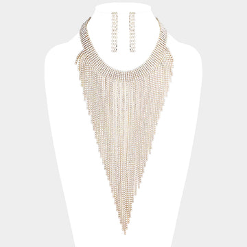Madeline Love Gold Rhinestone Pave Fringe Choker Necklace - Necklaces