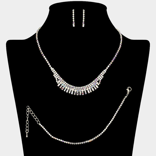 Madeline Love AB, Gold CZ Rhinestone Paved Necklace - Jewelry
