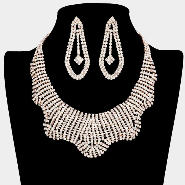 Madeline Love Gold Wavy Rhinestone Pave Necklace