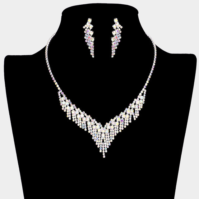 Madeline Love AB, Silver Bubble Stone Rhinestone Necklace - Jewelry
